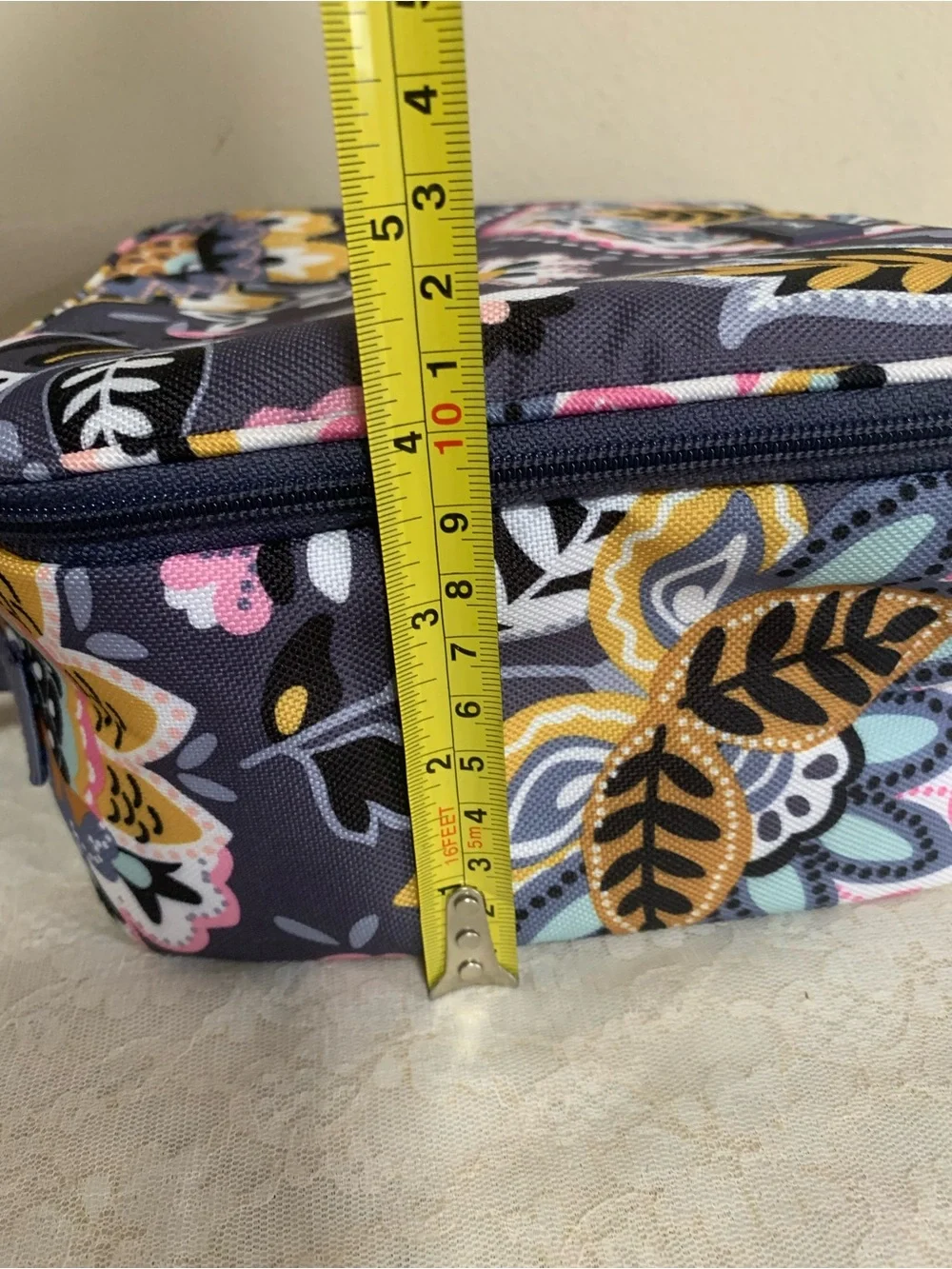 Vera Bradley Charmont Meadow Insulated Lunch Bag Reusable Gray Floral Box 10x8
